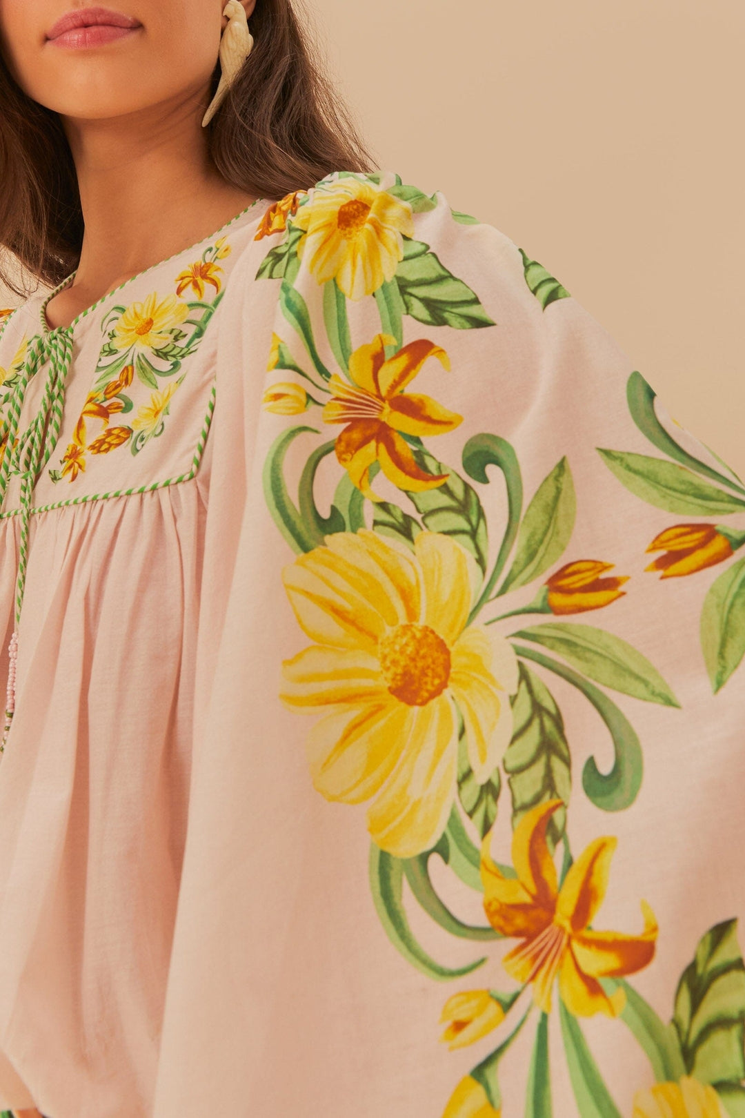 Botanical Beauty blouse in cotton - Pink