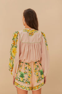 Botanical Beauty blouse in cotton - Pink