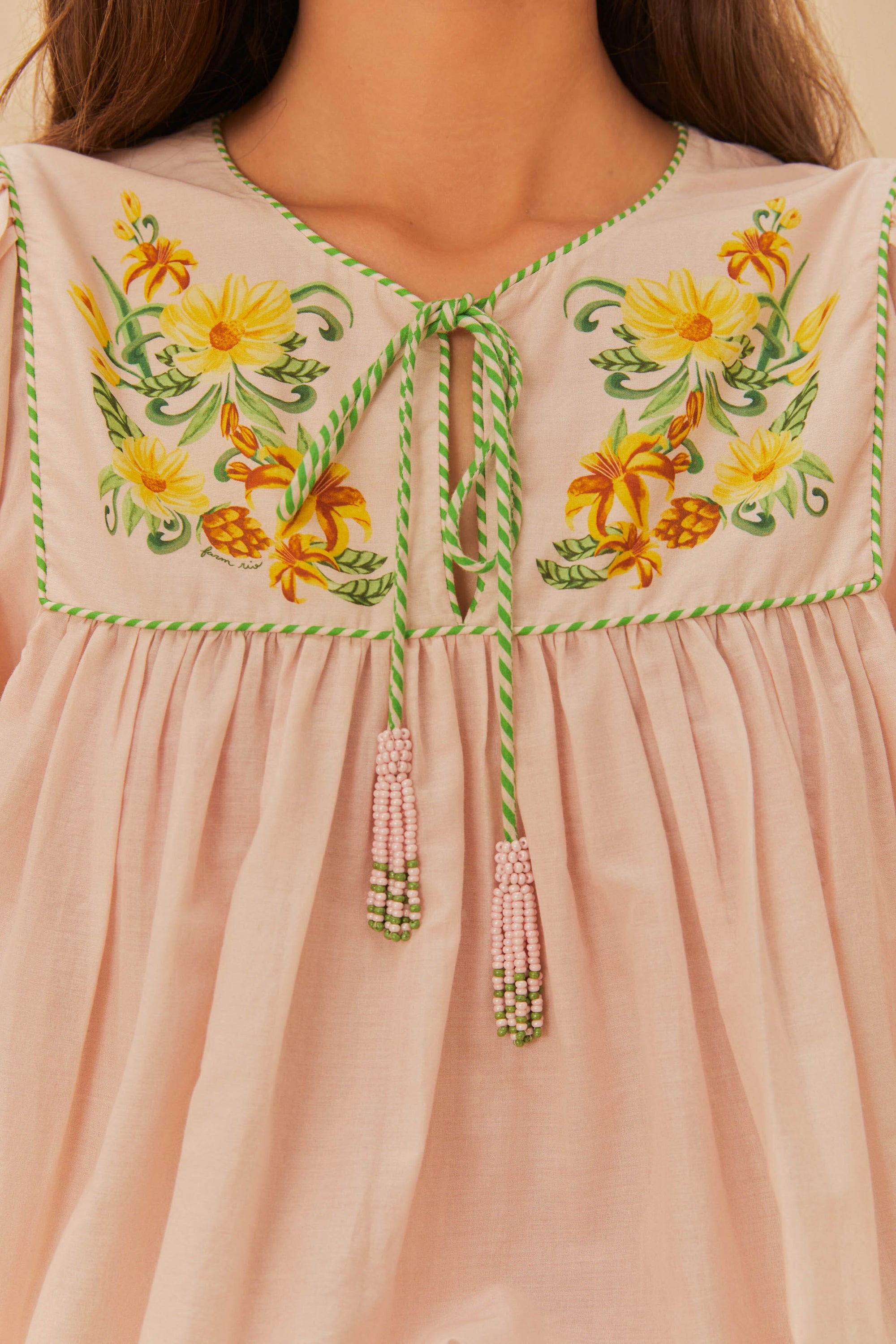 Botanical Beauty blouse in cotton - Pink