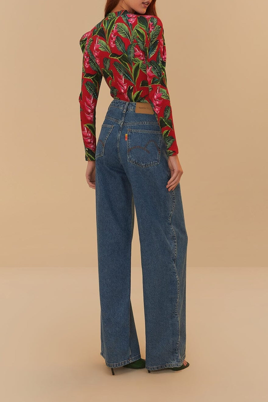 Pantalon taille haute Snip Wave en coton - Bleu