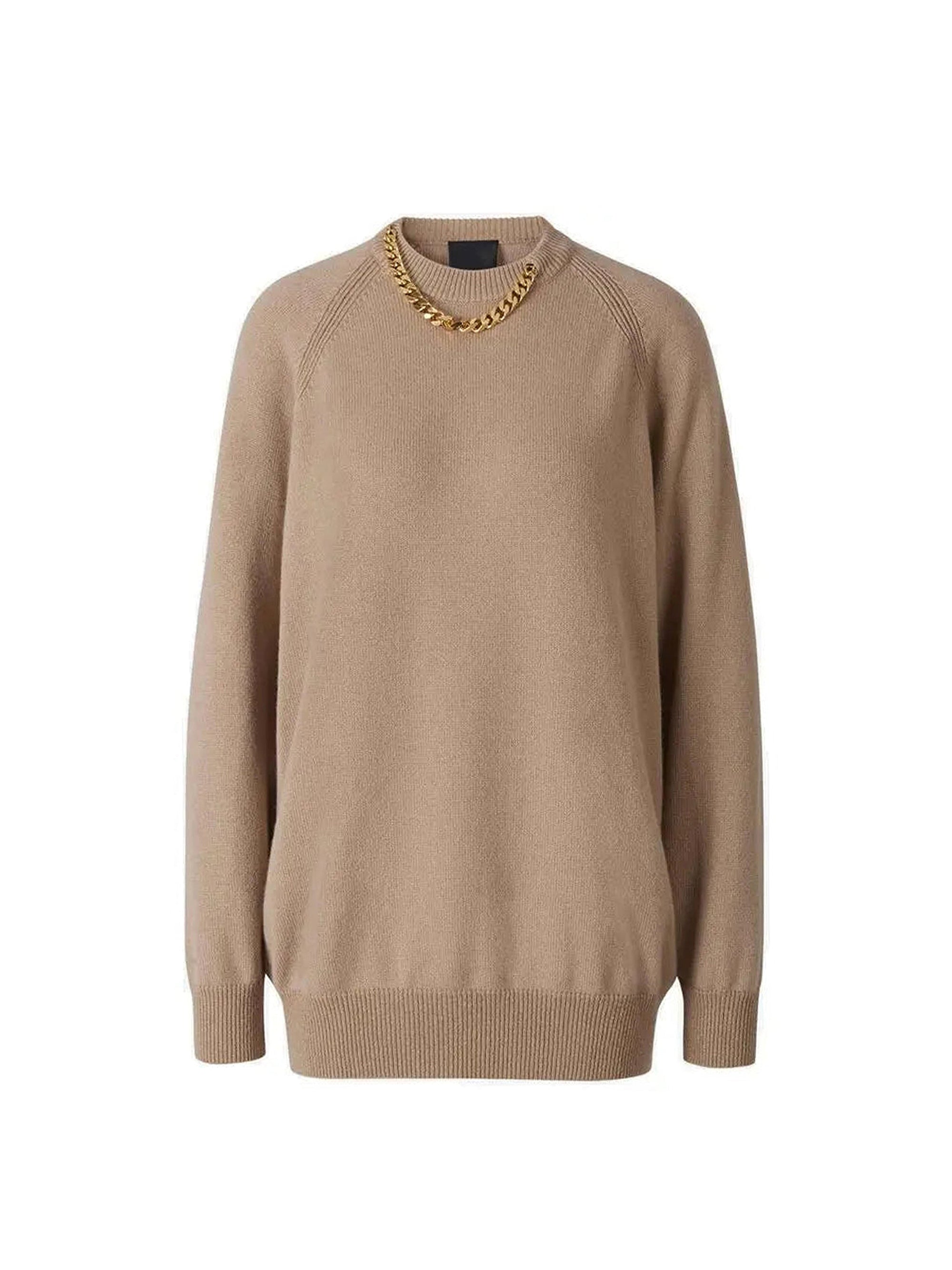 Pull à col rond avec chaîne - Marron & Dore