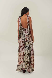 Robe longue jacquard et lurex - Rouge
