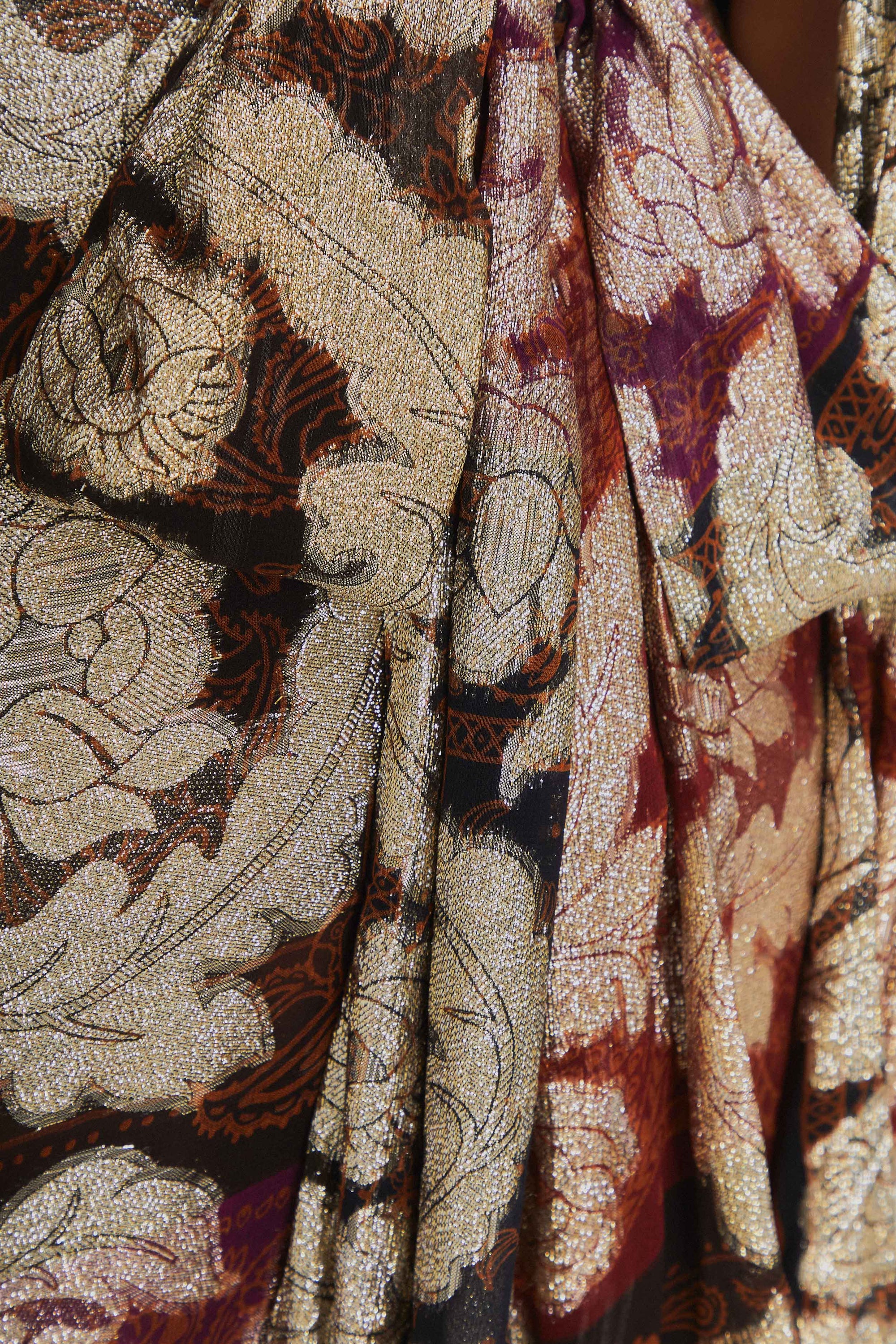 Robe longue jacquard et lurex - Rouge