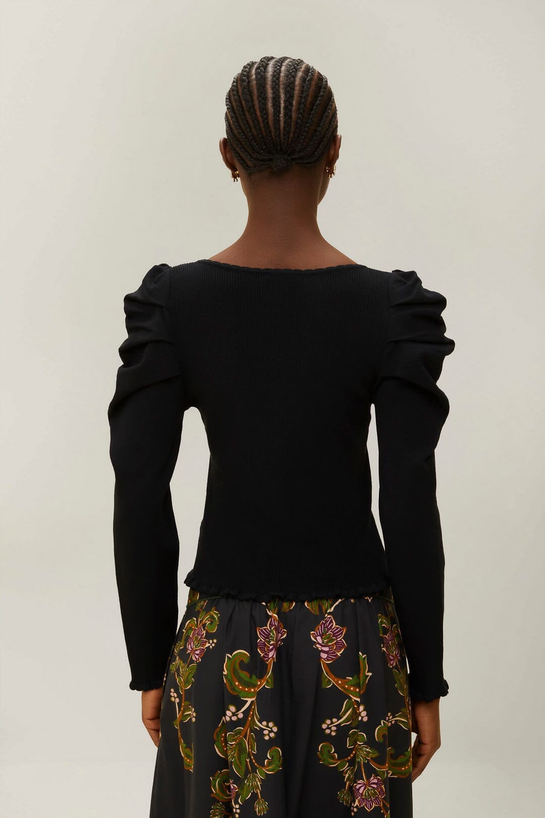 Pull à épaules volantées - Noir