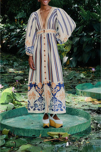 Robe longue Pineapple en lin - Multicolore
