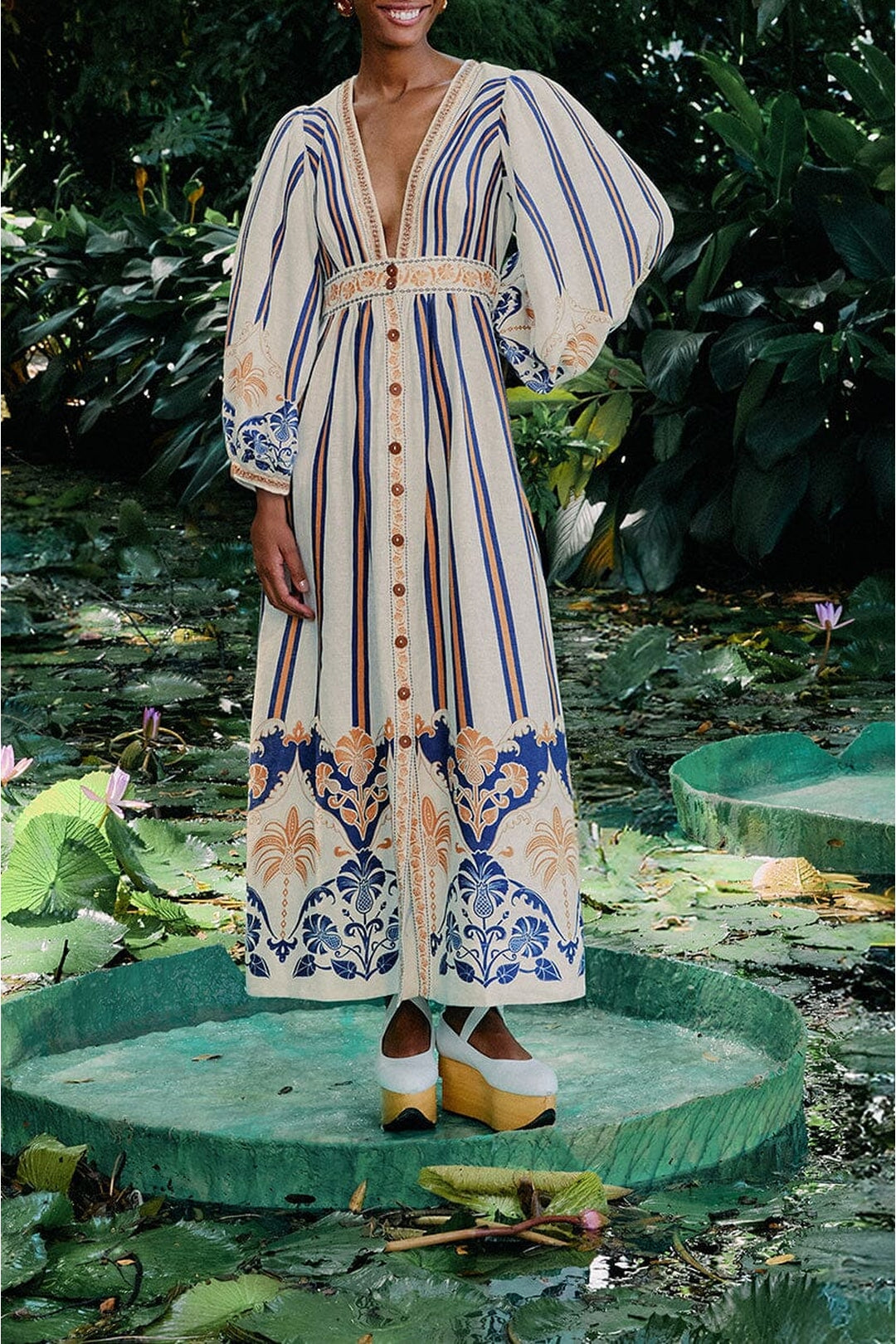 Robe longue Pineapple en lin - Multicolore
