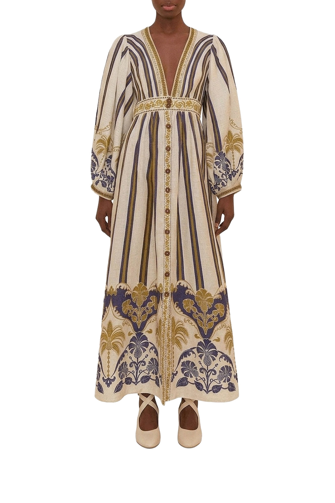 Robe longue Pineapple en lin - Multicolore