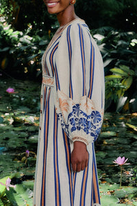 Robe longue Pineapple en lin - Multicolore