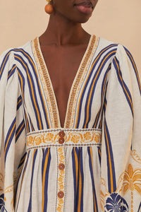 Robe longue Pineapple en lin - Multicolore