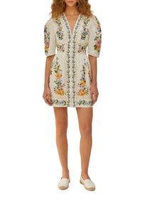 Robe courte Sweet Bloom en coton - Blanc