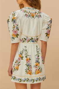 Robe courte Sweet Bloom en coton - Blanc
