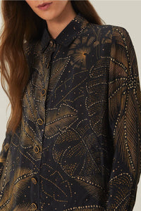 Chemisier Golden Foliage - Noir