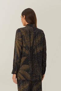 Chemisier Golden Foliage - Noir