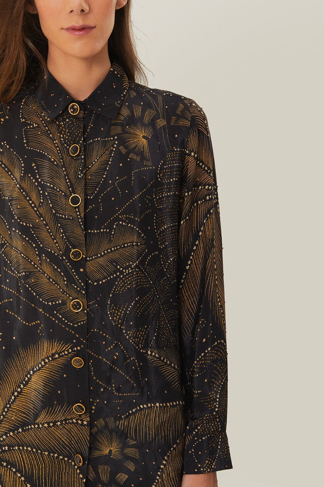 Chemisier Golden Foliage - Noir