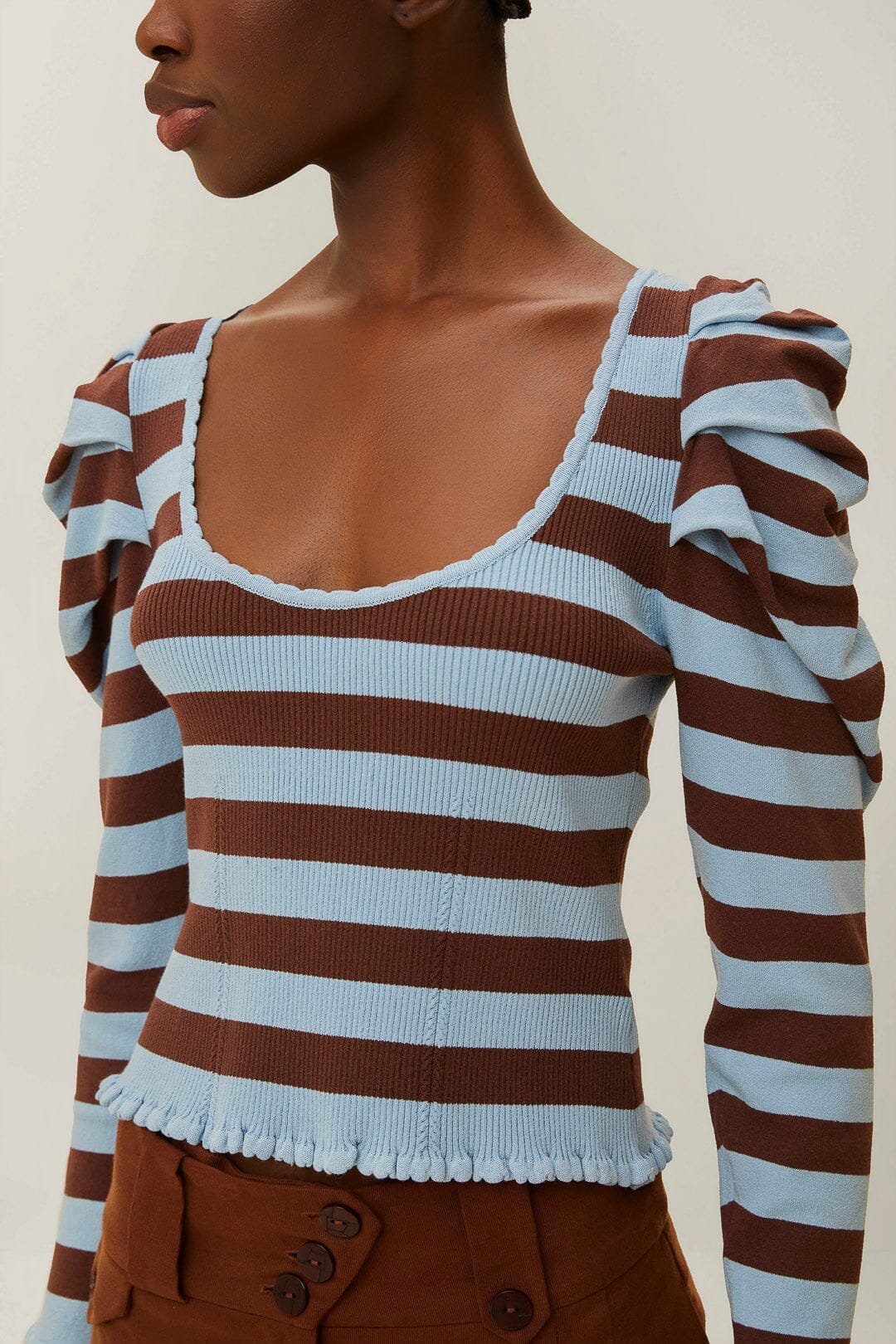 NEW_Blue + Brown Chemises & Blouses - Blue + Brown