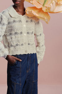 Cardigan tressé en maille - Blanc