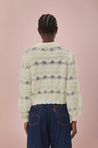 Cardigan tressé en maille - Blanc