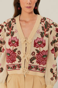 Cardigan Ravenala en maille - Beige