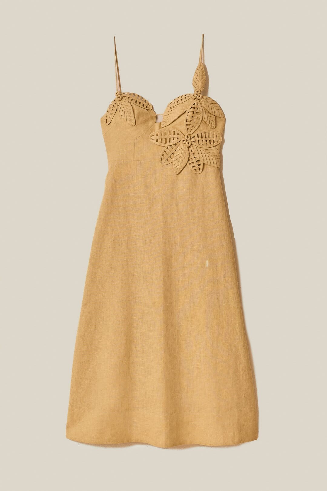 Robe midi bustier fleuri en lin - Beige