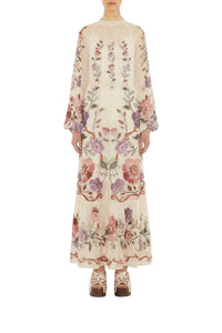 Rococo Flowers Long Dress - Multicoloured
