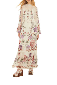 DIFFUSELY_Rococo Flowers Cream Robe longue - Rococo Flowers Cream