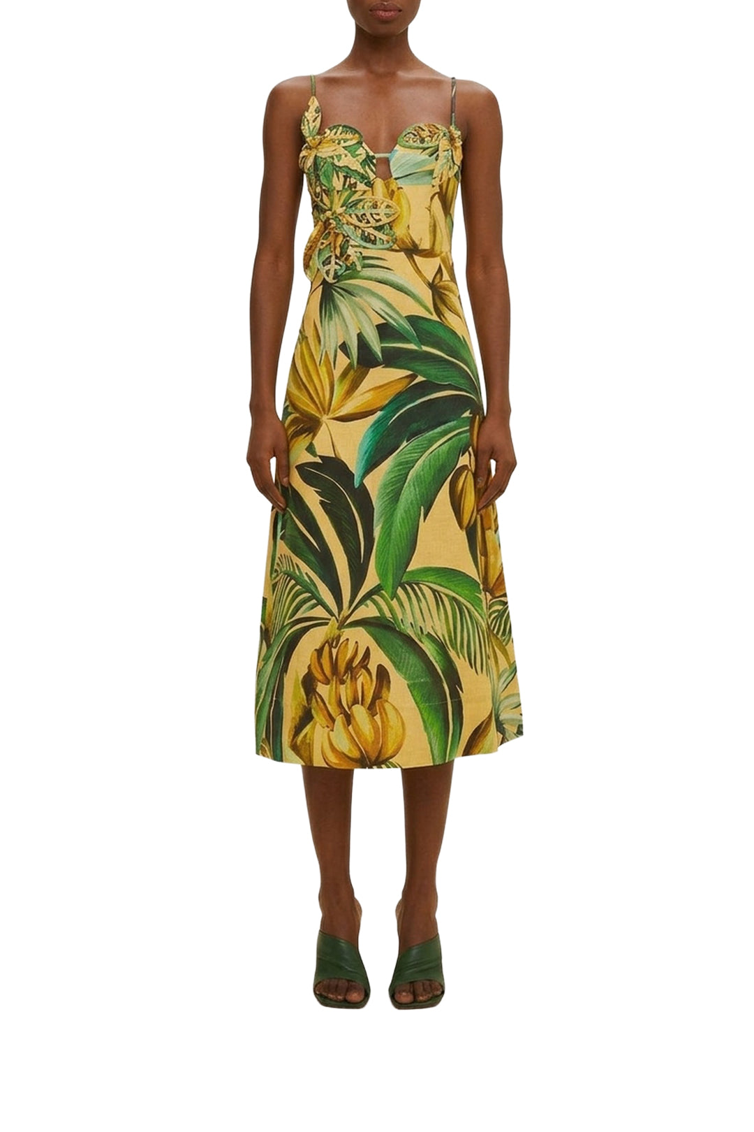 Robe midi bustier Bananart en lin - Jaune