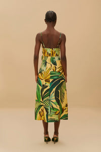 Robe midi bustier Bananart en lin - Jaune