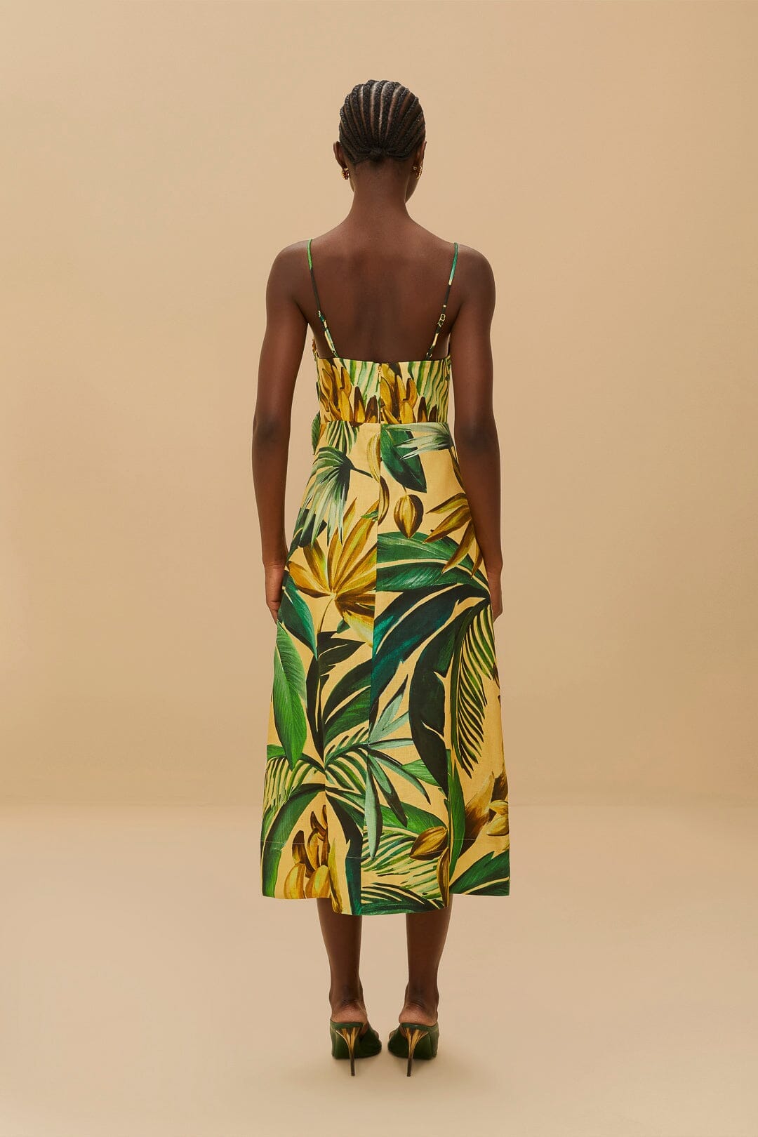 Robe midi bustier Bananart en lin - Jaune