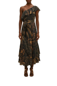 Robe longue Golden Foliage - Noir