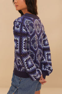 Pull Pineapple Cobogo en maille - Bleu