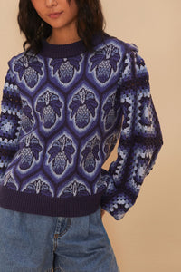 Pull Pineapple Cobogo en maille - Bleu