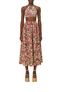 Jupe longue Bouganvillea en coton - Rouge