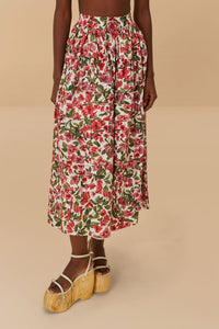Jupe longue Bouganvillea en coton - Rouge