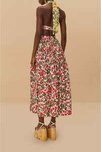 Jupe longue Bouganvillea en coton - Rouge