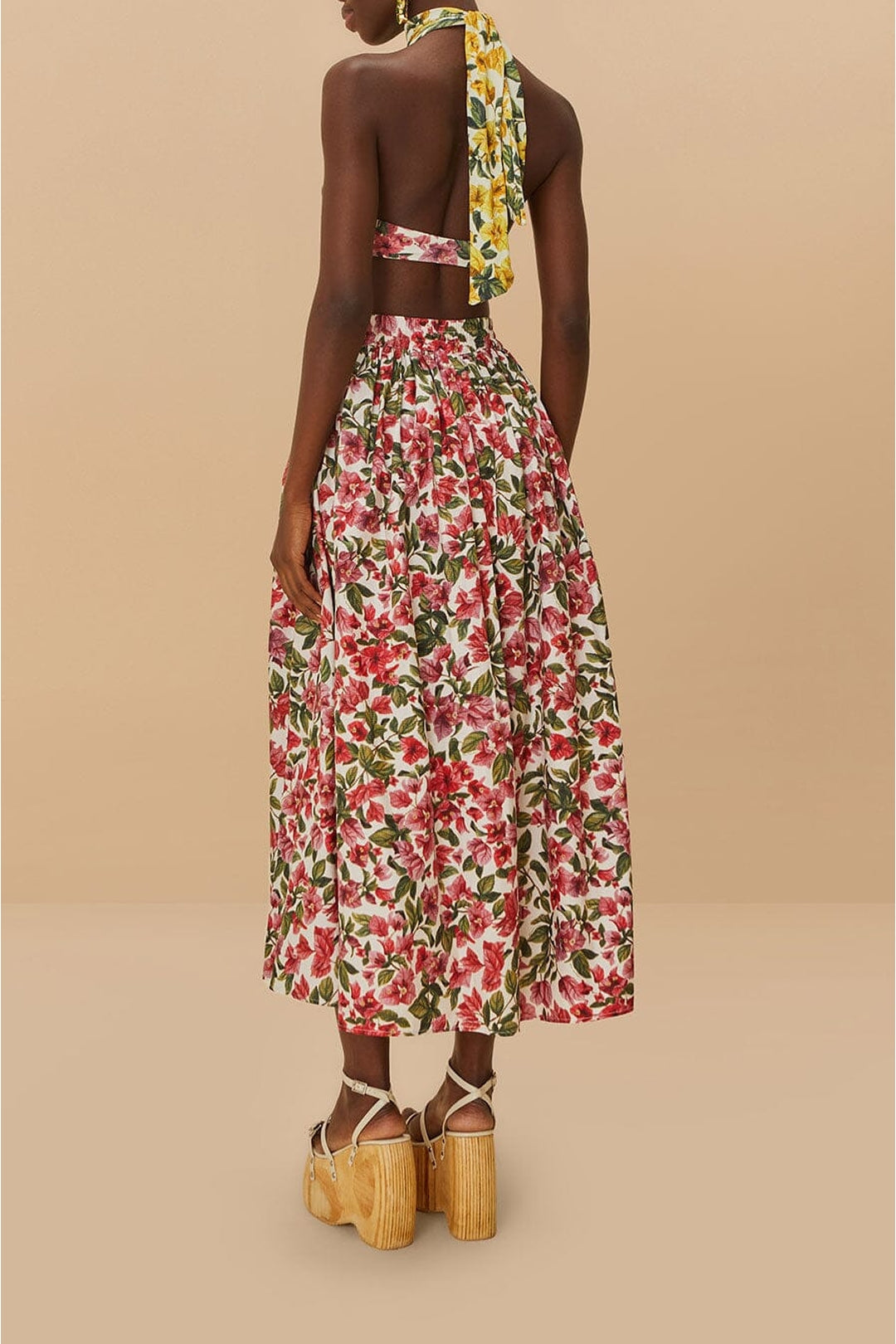 Jupe longue Bouganvillea en coton - Rouge