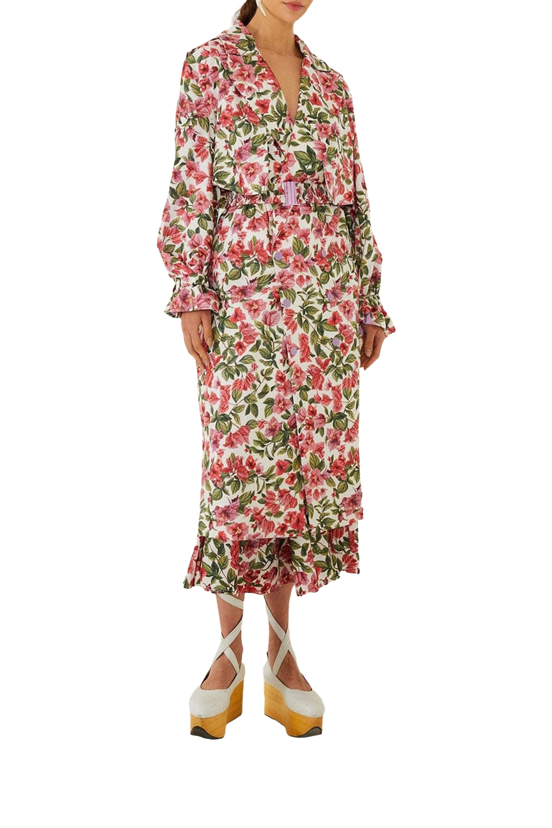 MEDIA OFF LINE_Trench-coat oversize Bouganvillea en coton - Rouge
