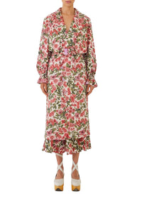 Bouganvillea oversized cotton trench coat - Red