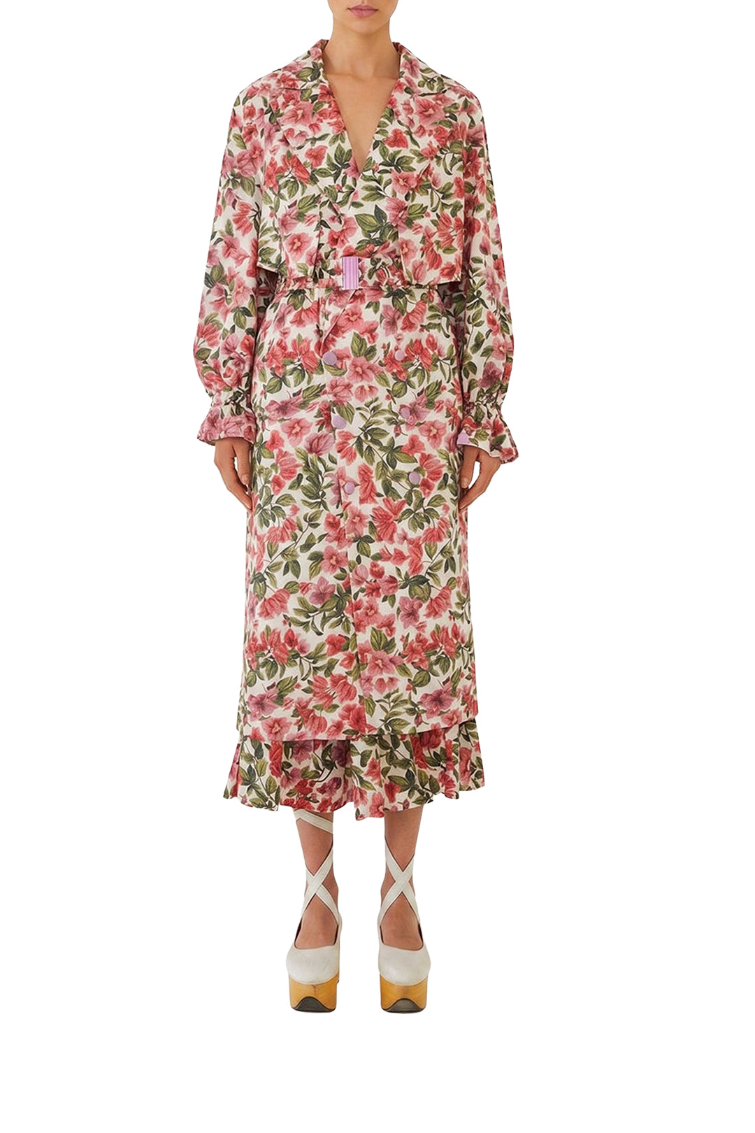 Bouganvillea oversized cotton trench coat - Red