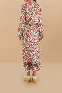 Halftone Pink Bouganvillea Off White Manteau - Halftone Pink Bouganvillea Off White