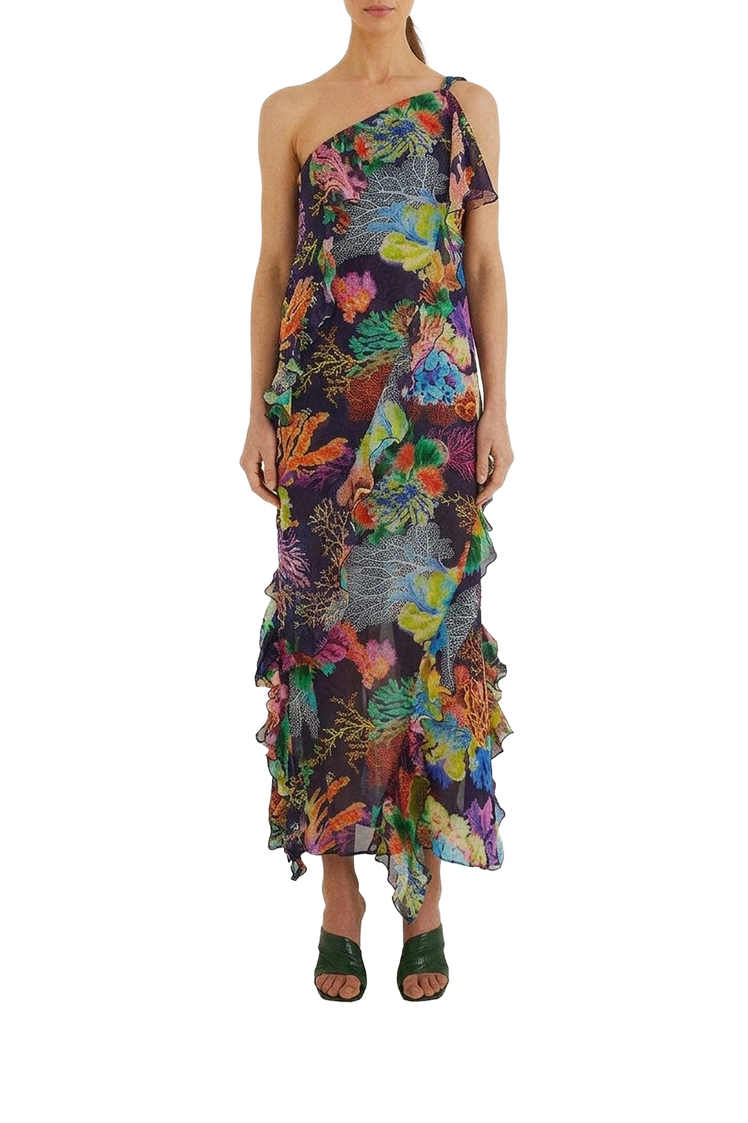 Robe longue Vibrant Coral Garden - Bleu