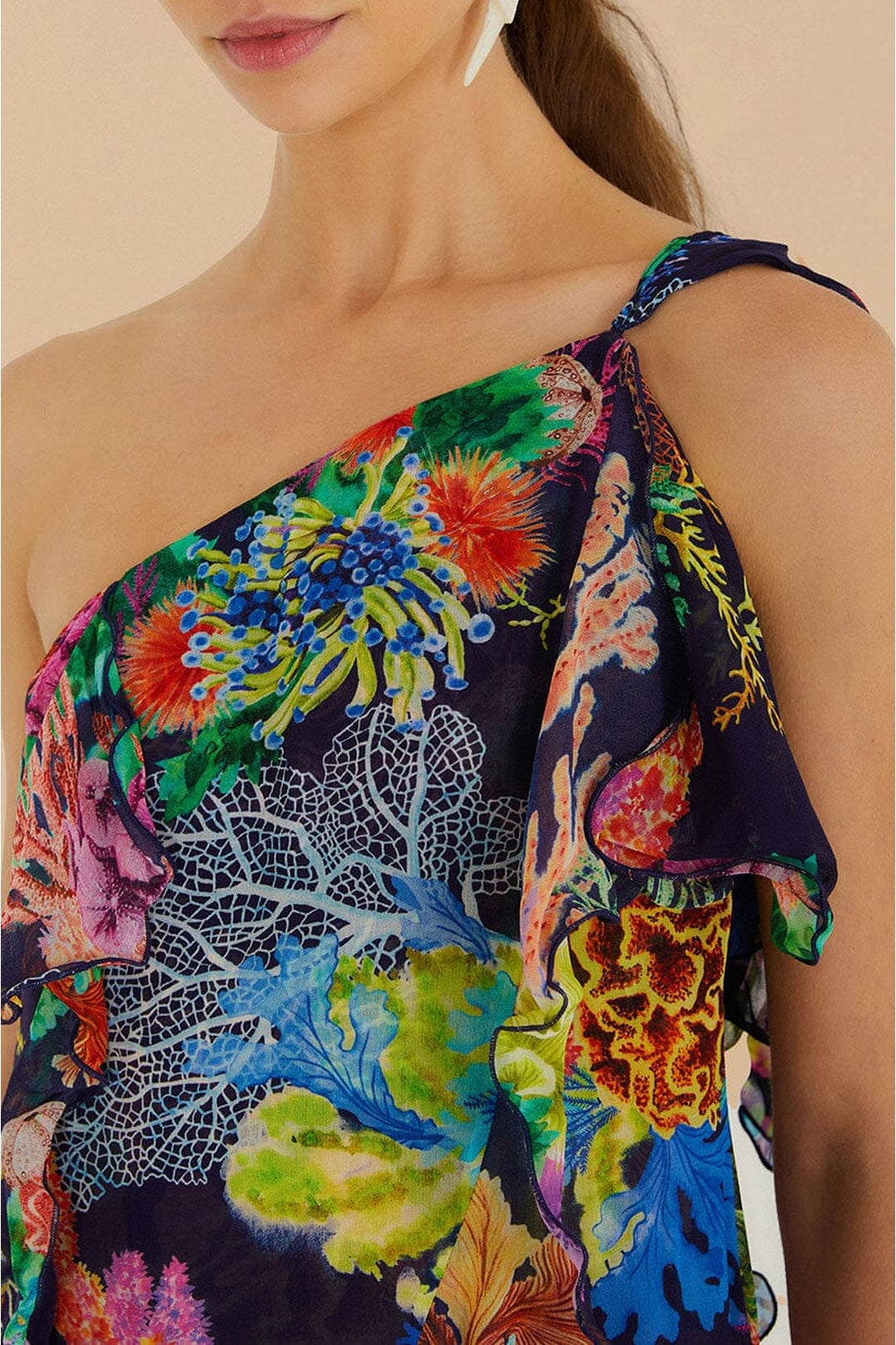 Robe longue Vibrant Coral Garden - Bleu