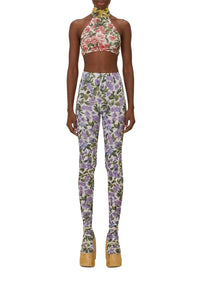 Halftone Lilac Bouganvillea Off White Pantalon - Halftone Lilac Bouganvillea Off White