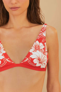 Haut de bikini Floral Chains - Rouge