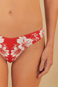Bas de bikini taille basse Floral Chains - Rouge