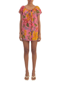 Robe courte Summer Fruit en coton - Rose