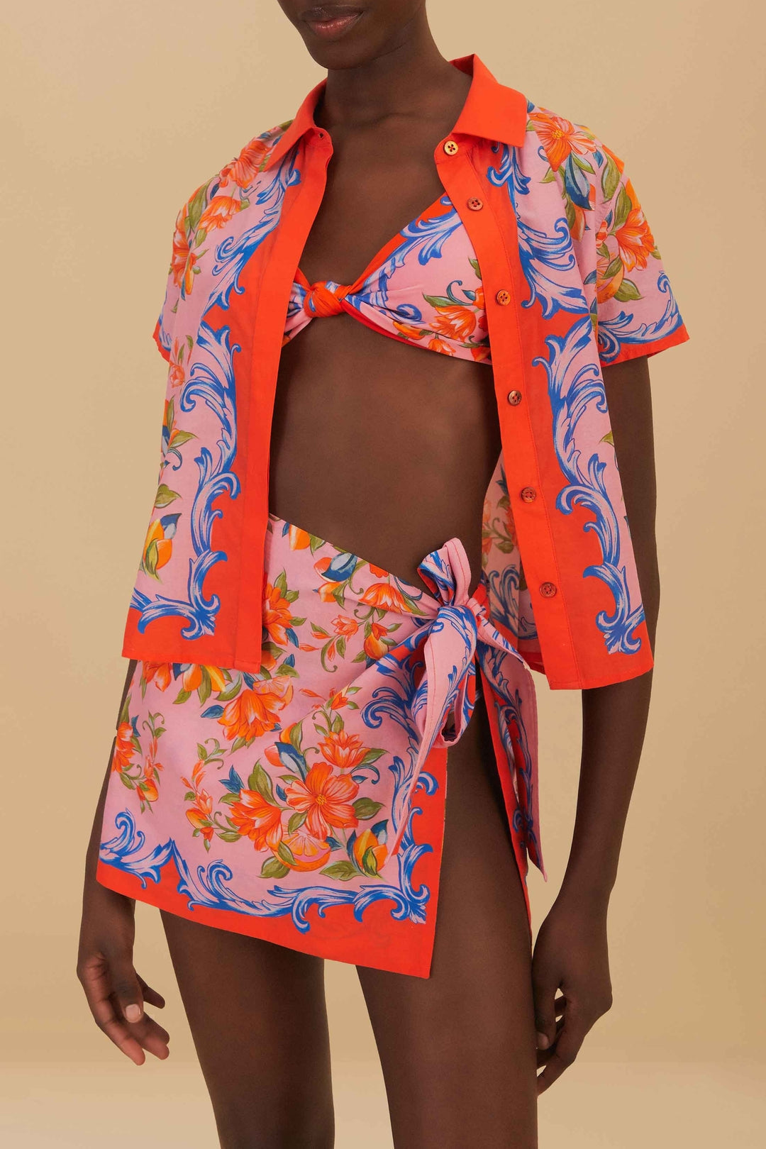 Jupe courte Sicily en coton - Orange