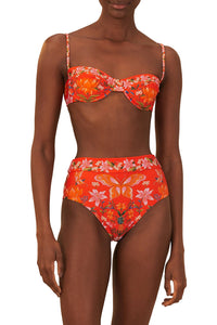Bas de bikini taille haute Nature Bloom - Orange