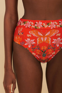 Bas de bikini taille haute Nature Bloom - Orange