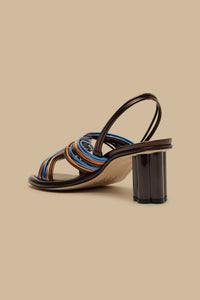 Heeled sandals with leather straps - Multicolour