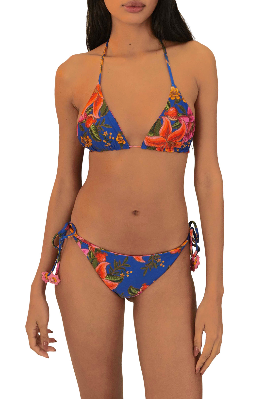 Bas de bikini taille basse réversible Summer Fruit - Bleu